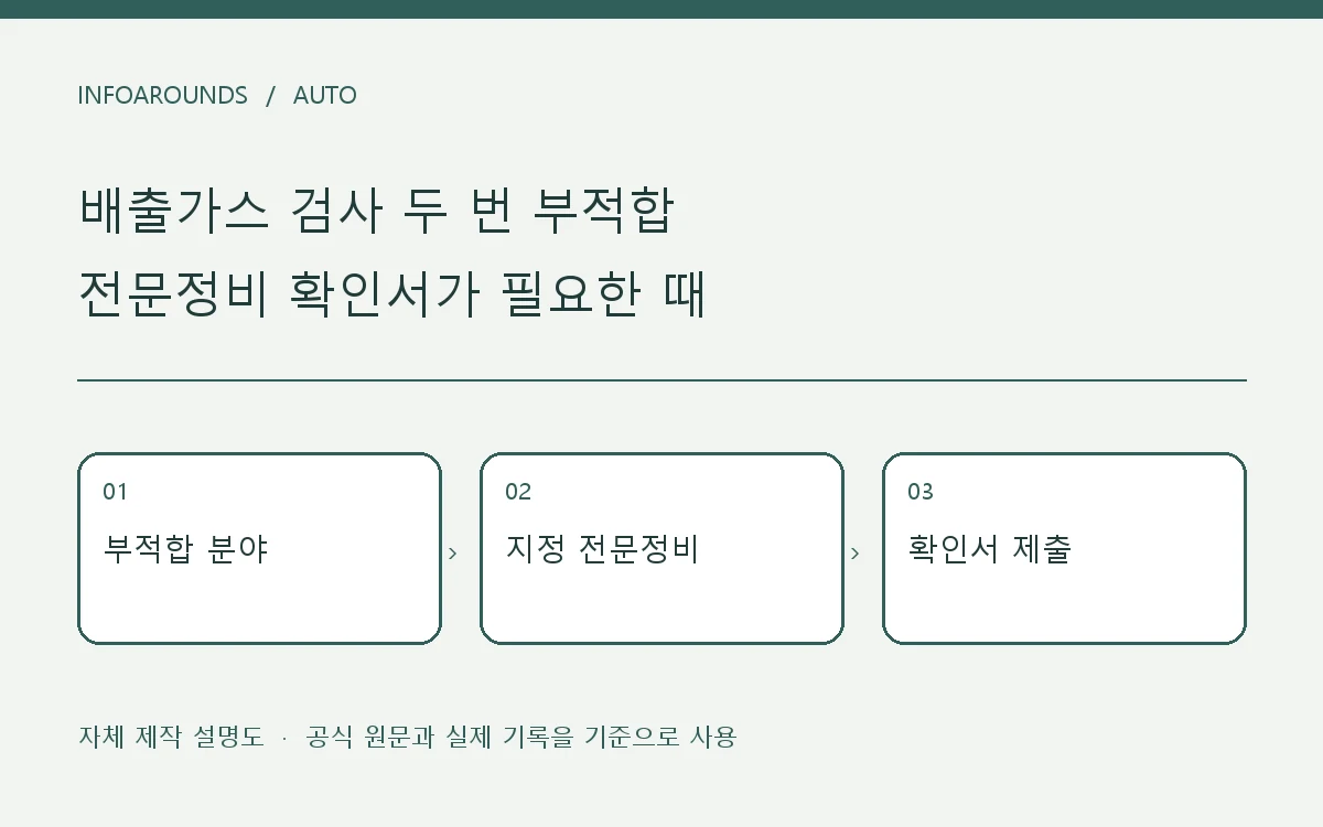 부적합 분야·지정 전문정비·확인서 제출을 구분한 자체 제작 설명도